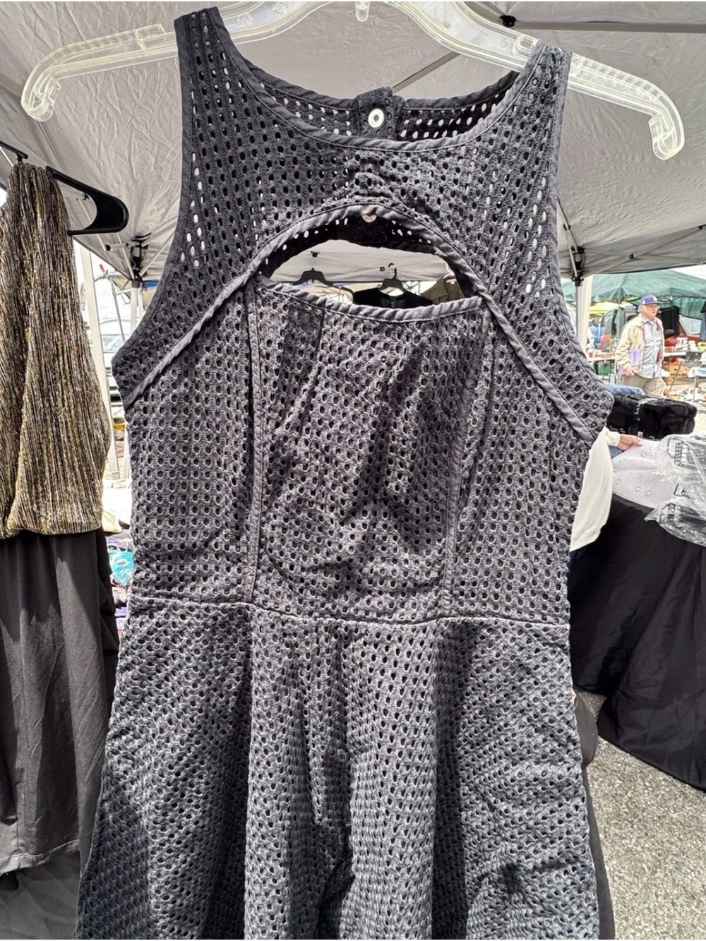Guess Black Textured Dress with Subtle Cutout Detail